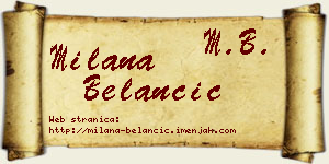 Milana Belančić vizit kartica